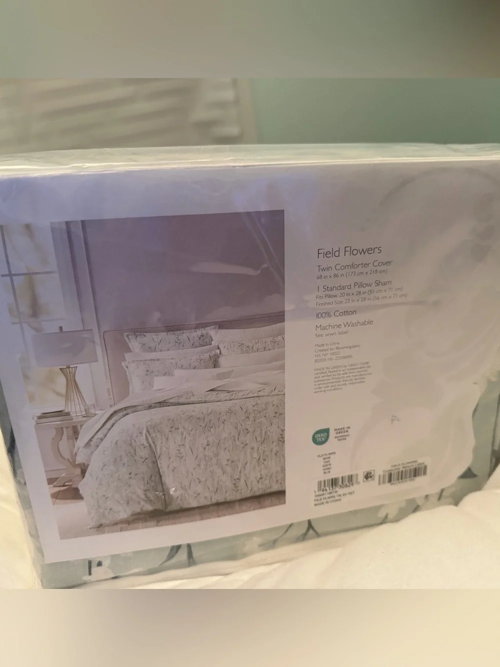 Sky Field Flowers 100% Cotton Duvet Cover Set, Twin, 300 Thread Count